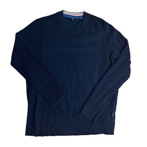 Ted Baker London Mens Ribbed Crew Neck Sweater - Size 4 - Navy Blue